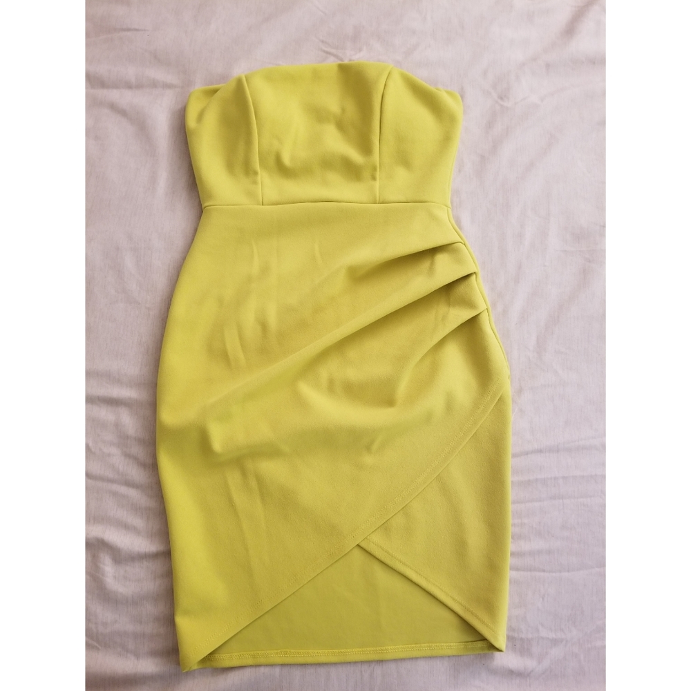 Lime green mini asymmetrical dress